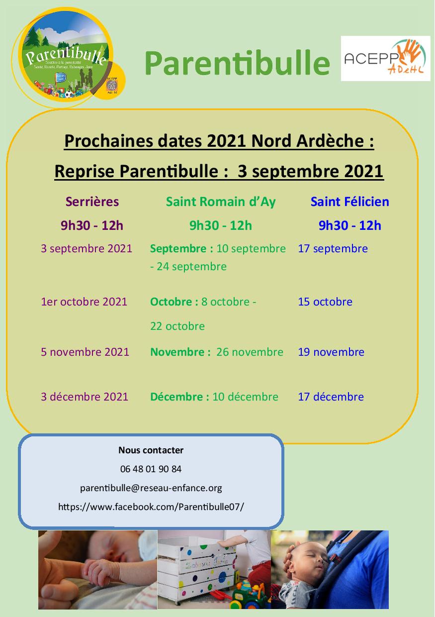 Parentibulle Dates dernier trimestre 2021.parentibulle